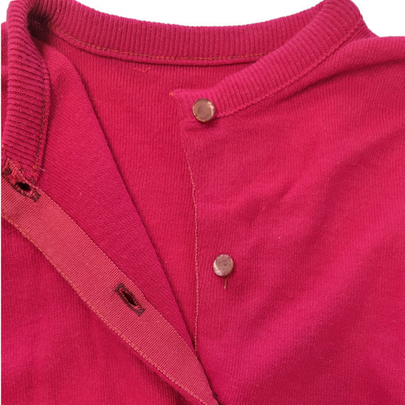 Vintage 80s Hot Pink Tight Knit Long Sleeve Button Down Cardigan Sweater - Picture 5 of 10